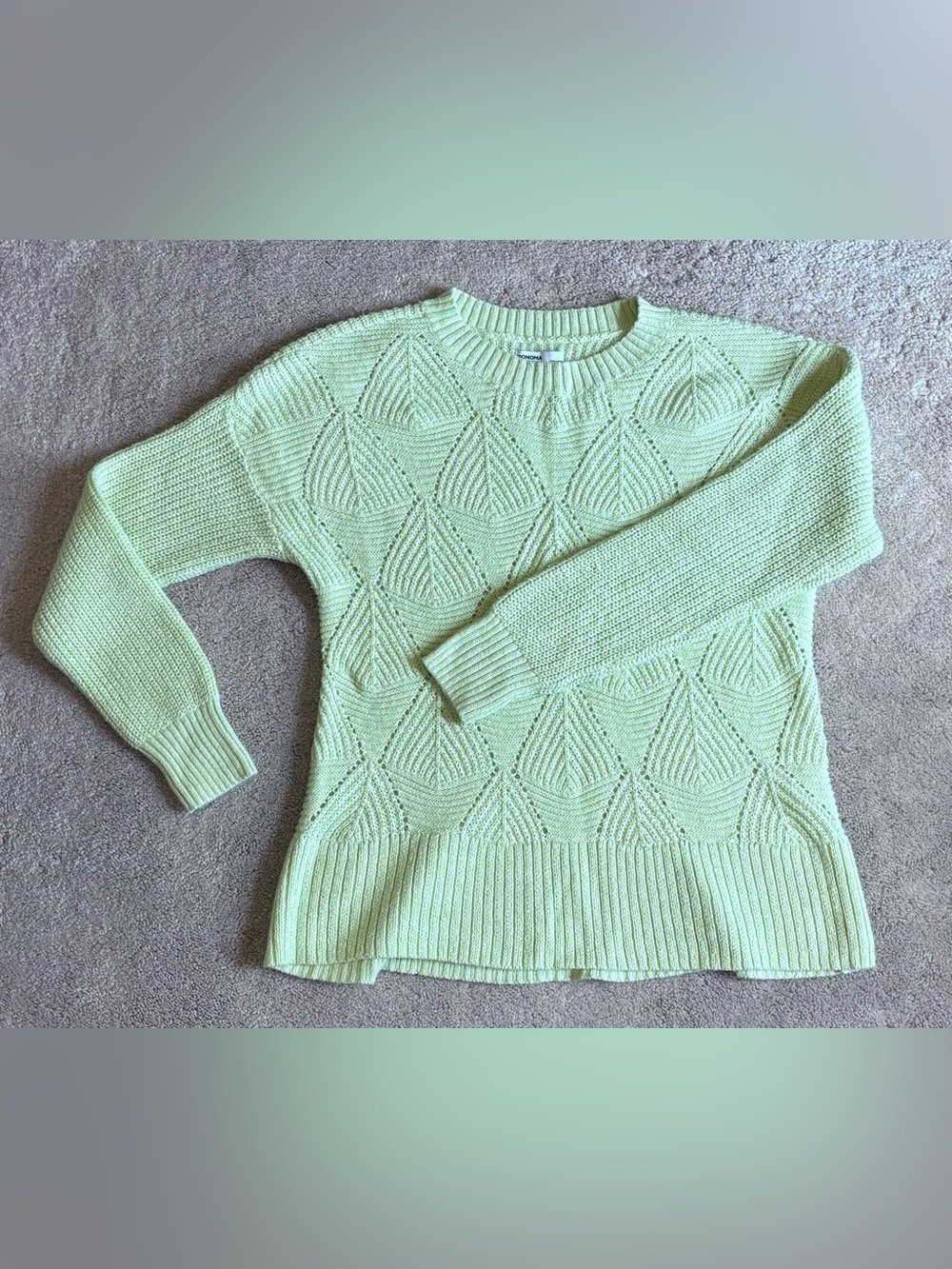 Sonoma Goods For Life Green Textured Knit Sweater Size M
